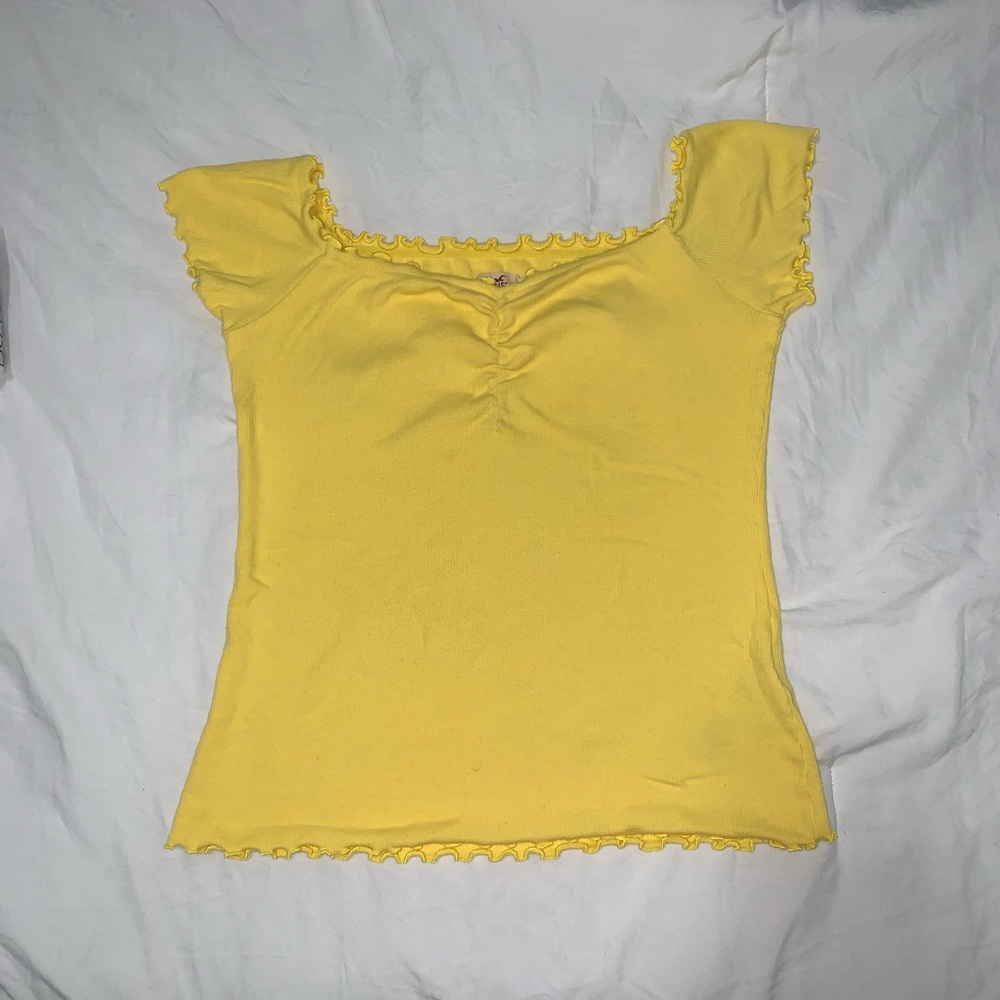 Off the Shoulder Yellow Hollister Top